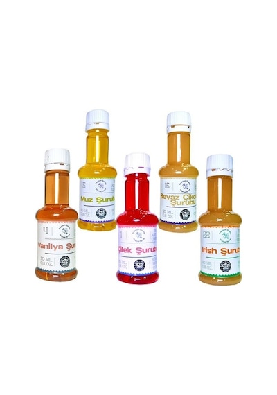 Oze Mini Şurup Seti Çilek + Muz + Irish + Vanilya + Beyaz Çikolata 5 x 50 ML