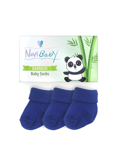 Novibaby 3'lü Bambu Yenidoğan Bebek Çorabı I Navy Blue I 0-6 ay "Karışık Renkli"