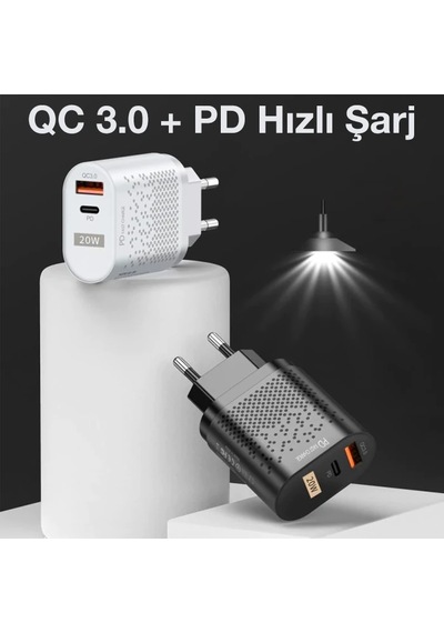 Uslion 20w Usb Qc3.0 Şarj Pd3.0 Hızlı Şarj Aleti Şarj Başlık- 5775 Siyah