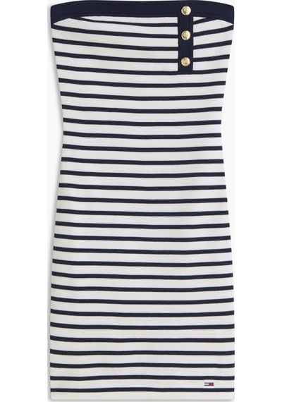 Tommy Hilfiger Tjw Breton Siyah-beyaz Mini Triko Elbise-16254