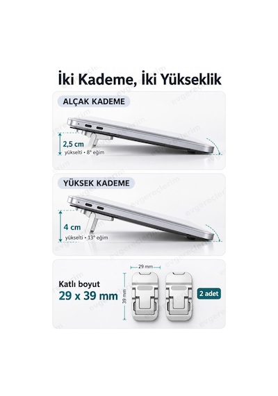 Yükseklik Ayarlı Katlanabilir Metal Laptop Tablet Standı