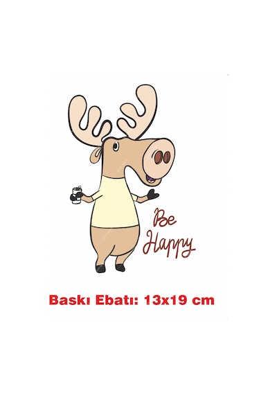 Geyik Hayvan Temalı Ütü İle Yapışan Tekstil Kumaş Tişört Dtf Baskı 3413