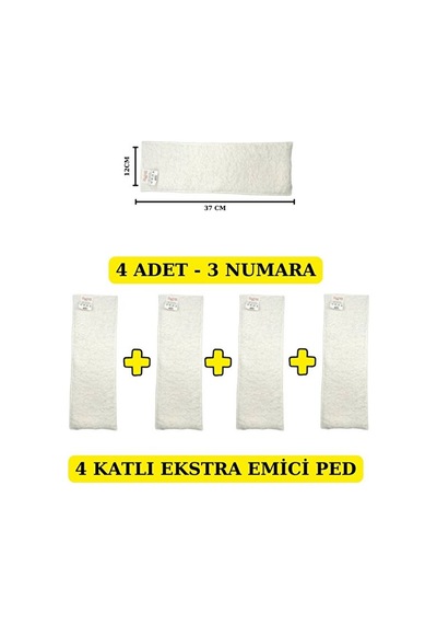 Baby 4 Adet - 4 Katlı Ekstra Emici Yıkanabilir Bebek Pedi İç Bez No:3 0 Numara