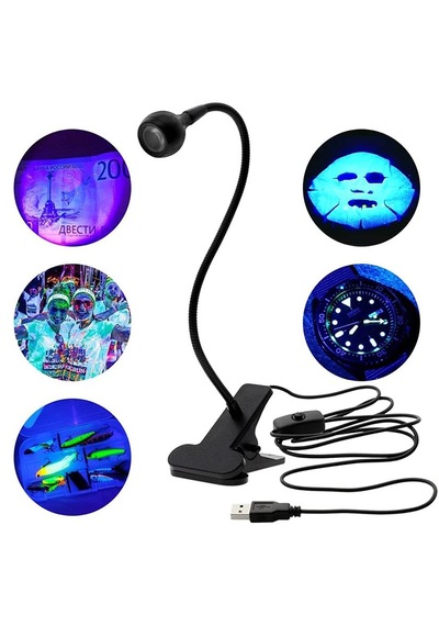 Powermaster Uv Mor Işık - Yapışkan Kurutma Lambası Esnek Masa Lambası 3 Watt