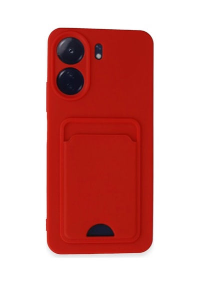 Xiaomi Redmi 13c Uyumlu Kılıf Kelvin Kartvizitli Silikon - Kırmızı
