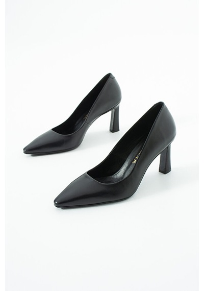 Dericia Shoes Elegance Hakiki Deri Kadın Topuklu Ayakkabı Siyah