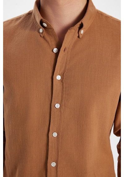 Tudors Erkek Slim Fit Dar Kesim %100 Pamuk Keten Doku Düğmeli Yaka Kahverengi Gömlek-32809 Kahverengi Tudors Erkek Slim Fit Dar Kesim %100 Pamuk Keten Doku Düğmeli Yaka Kahverengi Gömlek-32809 Kahverengi