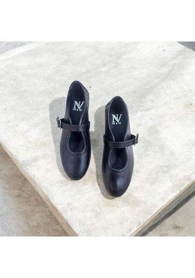 Ne&ve Shoes Siyah Deri Tokalı Kadın Babet