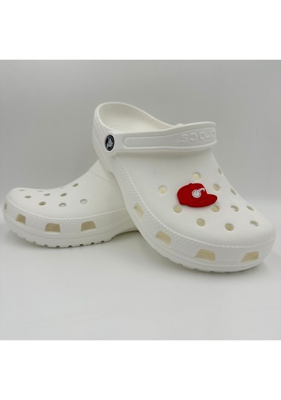 Crocs Terlik Süsü Ve Aksesuarı , Çanta Süsü Jibbitz3d Kabartma Şapka Kep01 Görsel Figür Aksesuar Kırımzı-beyaz
