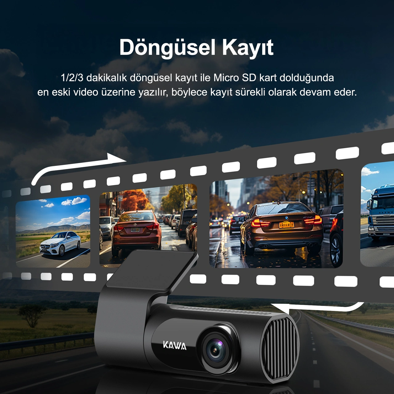 Kawa D6 2k 1440p Wifi Araç Kamerası 145 Geniş Açı Wdr Ön Kamera