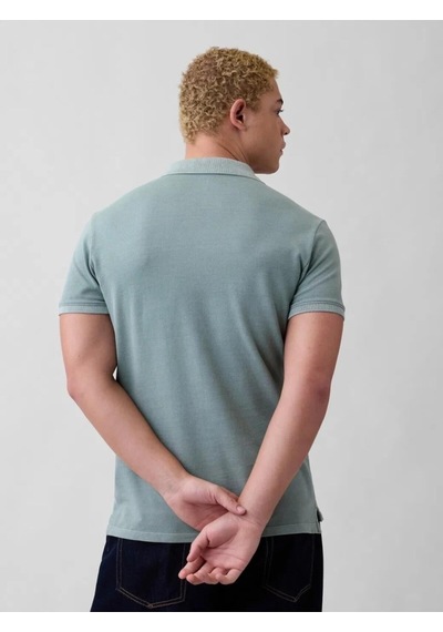 Gap Logo Piqué Polo Yaka T-shirt Erkek Polo Yaka T-shirt-14304 Yeşil