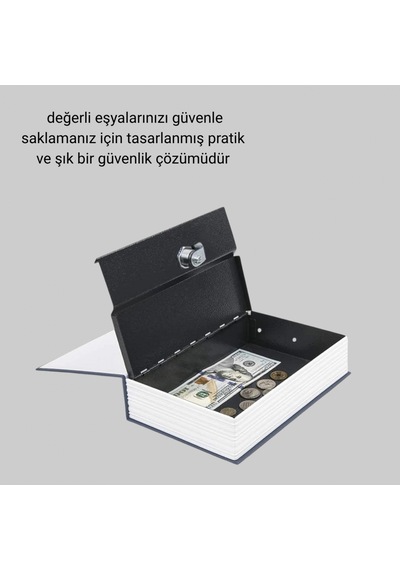Kamuflajlı Kitap Kasa Anahtarlı Kilit, Metal İç Hazne Ve Sözlük Görünümü