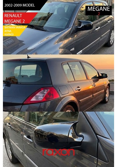 Renault Megane 2 - 2002-2009 Batman & Yarasa Ayna Kapağı Parlak Piano Black Sport