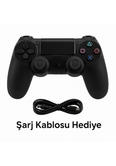 Ps4 Kolu Kablosuz Şarj Edilebilir Ergonomik Titremeli Siyah