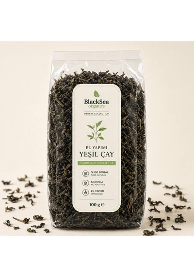 Blacksea Organics El Yapımı Yeşil Çay 100 Gr Katkısız Doğal Mayıs Hasatı Üst Yaprak