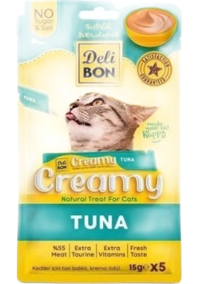Delibon Creamy Ton Balıklı Sıvı Kedi Ödül Maması 5x15 Gr