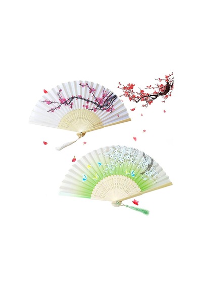 Beluga Yelpaze Bambu Serinletici Vintage Şık Püsküllü Japon Yelpaze 2 Adet 0259-0198