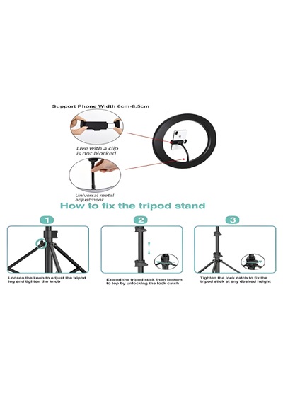 Smaylıng 10 İnç Led Ring Light Halka Işık + 2.1m Tripod Ayak + Telefon Tutucu + Bluetooth Kumanda 3 Mod 10 Kademe Işık