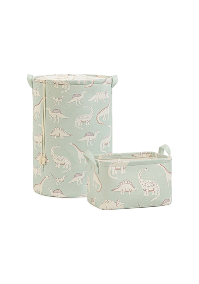 Ocean Home Textile 2'li Çocuk Odası Dinozor Sepet Set 1 Adet 30 X 21 X 18 / 36 X 50 Cm Mint