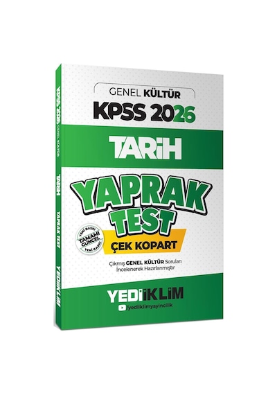 Yediiklim Yayınları 2026 Kpss Ags Genel Kültür Tarih Çek Kopart Yaprak Test