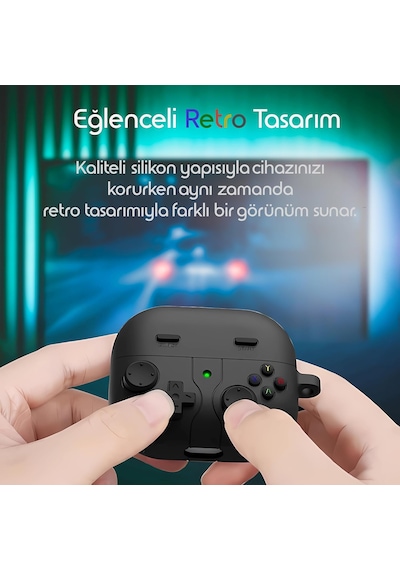 Retro-gamepad Samsung Galaxy Buds 3-pro-3 Fe İçin Kulaklık Kılıfı Darbe Emici Köşe Korumalı Buds 3 Pro Koruyucu Yumuşak Tpu Oyun Konsolu Görünümlü Buds 3 Pro Kılıfı Koyu Gri