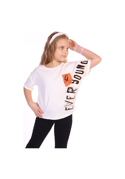 Toontoy Kids Toontoy Kız Çocuk Ever Young Baskılı Tişört Ekru