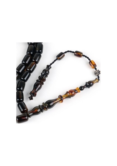 Kaplumbağa Kabuğu Bağa Kapsül Kesim 7x11mm Tesbih - Siyah Siyah