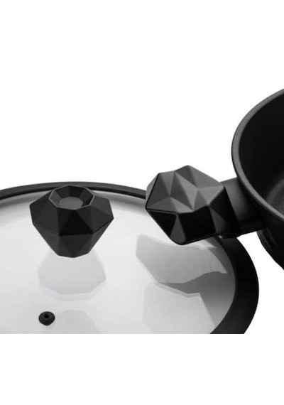 Diamond Silikon Kenarlı 16 Cm Cam Tencere Kapak Ve Elmas Model Te