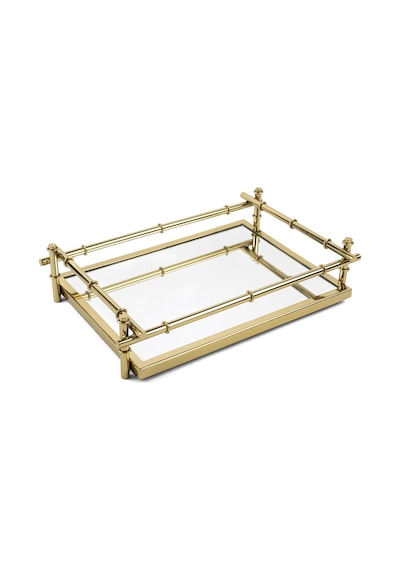 Mikasa Moor Gold Metal Dikdörtgen Aynalı Tepsi 47x30x10 Cm Altın