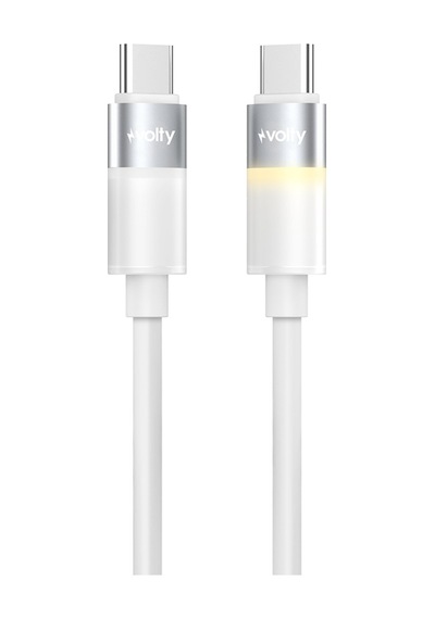 Type C Hızlı Şarj Kablosu Type-c To Type-c, 60w, 480 Mbps, 1.2m, Pd, Led Işıklı Beyaz