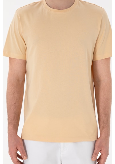 U.S. Polo Assn. Erkek Regular Fit Bisiklet Yaka Bej Basic Tişört 50305928-VR011