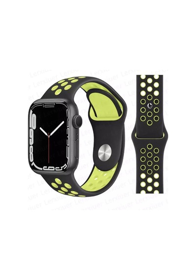 Apple Uyumlu Watch  9-8-7-6-5-4-3-se-ultra-ultra 2 / 42-44-45-49 Mm   Delikli Nike Silikon Spor Kordon