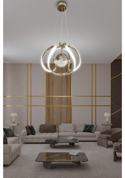 Arya Tek Toplu Led Avize 2 Mt - - Kumandalı / Gold Gold