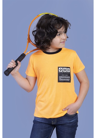 Toontoy Kids Toontoy Erkek Çocuk Neon Renkli Baskılı Tişört Turuncu