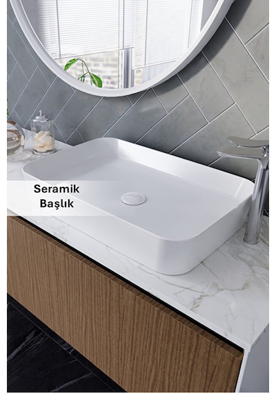 İz Yapı Elixir Seramik Pop-up Lavabo Gideri Seti Parlak Beyaz Taşma Deliksiz Standart Ölçü