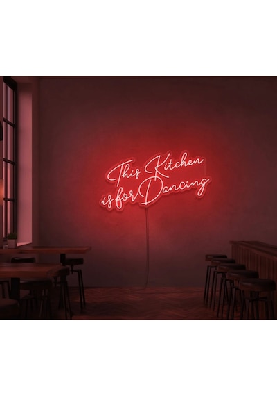 This Kitchen İs For Dancing Yazılı Neon Tabela Kırmızı