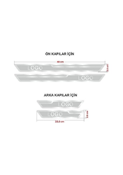 Peugeot Kapı Eşik Çıtası 4'lü Set Alüminyum