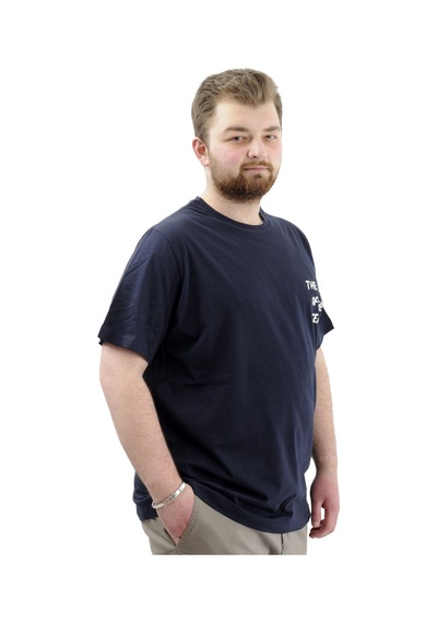 Mode Xl Büyük Beden Erkek Tişört Baskılı Pamuklu Bisiklet Yaka T-shirt Touch U24067 Lacivert Lacivert