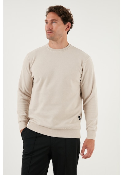 Buratti Slim Fit Bisiklet Yaka Pamuklu Erkek Kazak 456201 Bej
