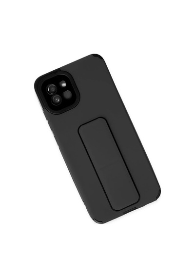 Samsung Uyumlu Galaxy A03 Uyumlu Kılıf Mega Standlı Silikon - Siyah