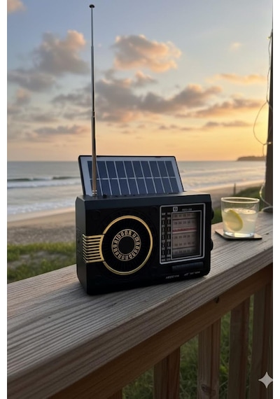 Fenerli Mini Fm Radyo Şarjlı Taşınabilir Solar Radıo Bluetooth Hoparlör Sd Kart Usb Girişli Speaker