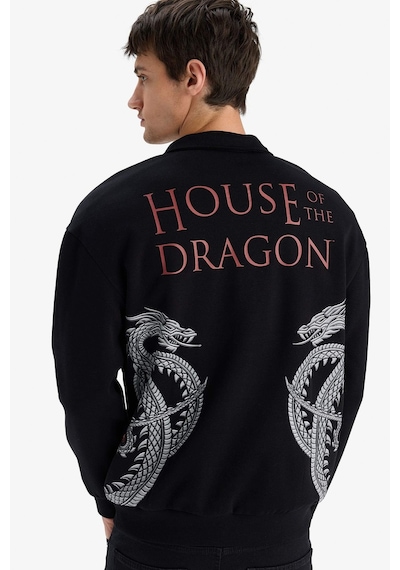 Defacto House Of The Dragon Boxy Fit Dik Yaka Fermuarlı Sırt Baskılı Sweatshirt E9338ax25aubk81 Siyah Defacto House Of The Dragon Boxy Fit Dik Yaka Fermuarlı Sırt Baskılı Sweatshirt E9338ax25aubk81 Siyah