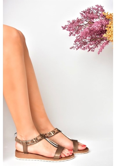 Fox Shoes Bakır Taş Detaylı Günlük Kadın Sandalet M258312209