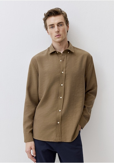 Mavi - Kahverengi Tencel Liyosel Karışımlı Gömlek 0211650-70378