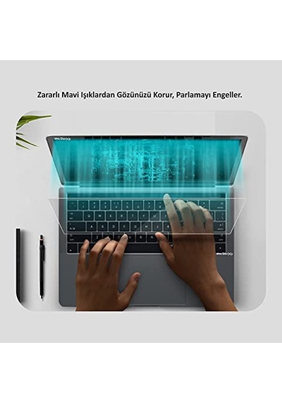 Macbook Air M1 Ve Macbook Pro M1-m2 13 İnç Uyumlu Şeffaf Anti Blueray Ekran Koruyucu Göz Yormayan Touch Bar Touch Id