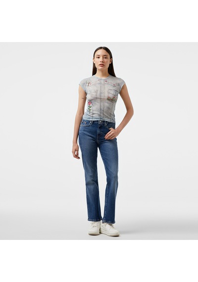 Guess Go Printed Denim Mes Slınky Mesh Kadın Multicolor Topw4yp20kbbf0 Mor