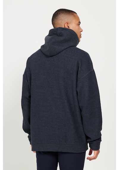 AC&Co / Altınyıldız Classics Erkek Indıgo Melanj Oversize Bol Kesim Kapüşonlu Desenli Pamuklu Sweatshirt İndigo