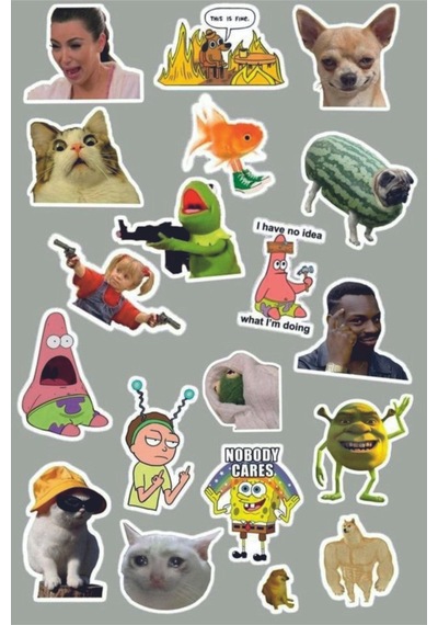 Mizah Meme Funny Temalı Laptop Tablet Telefon Sticker Seti Diğer