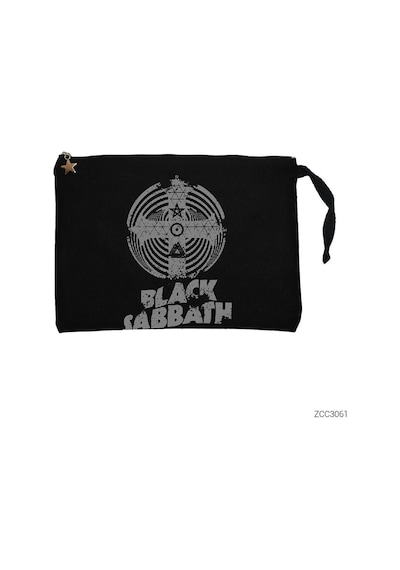 Zepplin Giyim Black Sabbath Band Cross Paranoid Siyah Clutch Astarlı Cüzdan Siyah