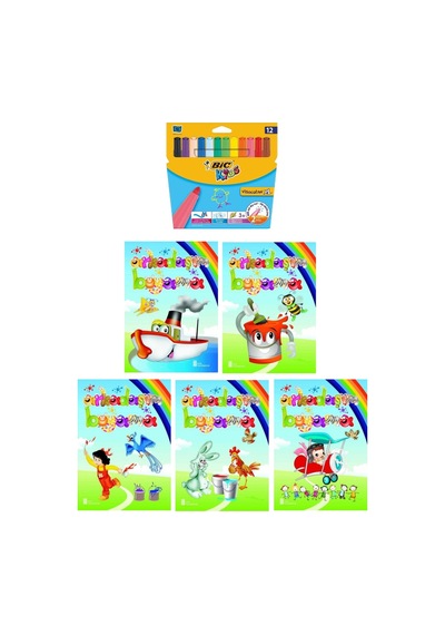 3-6 Yaş Arkadaşım Boyama Kitapları 5 Li +bic Kids Xl12 Li Keçeli Boya Jumbo